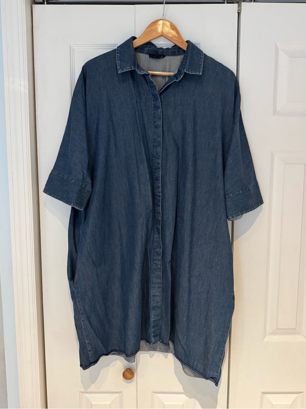 COS denim jean button down oversized shirt dress